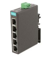 Moxa EDS-205 Ethernet switch with 5 10/100BaseT(X) ports, plastic housing, and wide temperature range